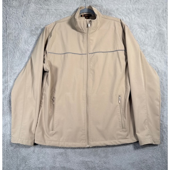 Harriton Volvo Car‎ Open Jacket Mens XL Beige Full Zip Tennis Activewear